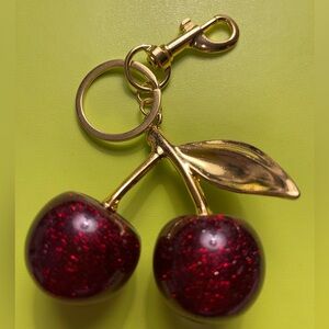 Gold and Red Cherry Keychain